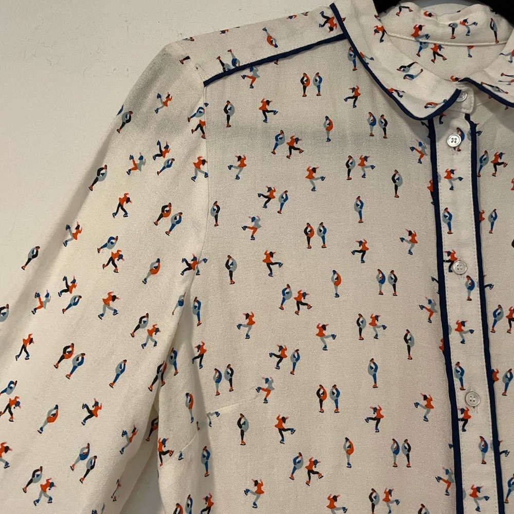 French Button Up Blouse with Figure Stakers Brand Acoté - Picture 3 of 9